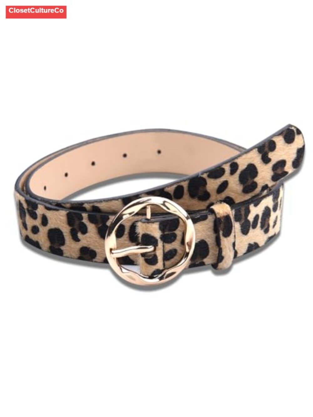 Leopard Print Faux Leather Waist Belt Wide Adjustable Buckle